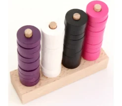Abaque de tri bois - Socle 4 tiges taille identique sans jetons