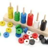 Abaque de tri bois - Socle 6 tiges + 60 jetons