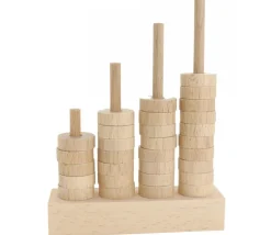 Abaque de tri bois - Socle 4 tiges taille progressive sans jetons