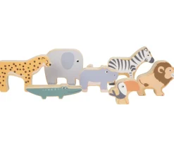 7 animaux de la savane en bois colorés
