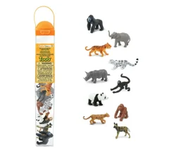 10 Animaux en danger - espèces terrestres menacées dans un tube de rangement