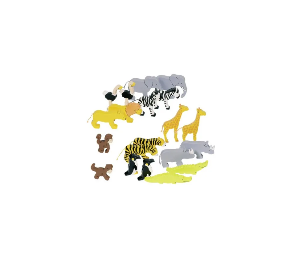 20 animaux Sauvages en bois avec couleurs