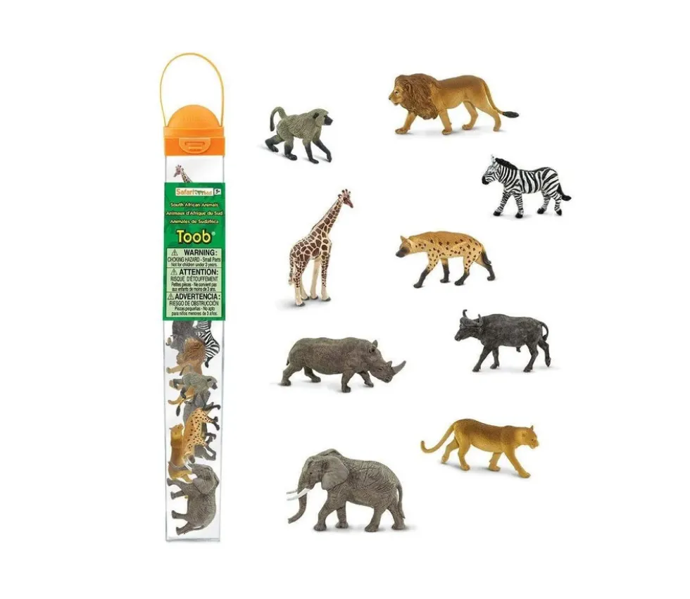 9 Animaux Sud Afrique dans un tube de rangement