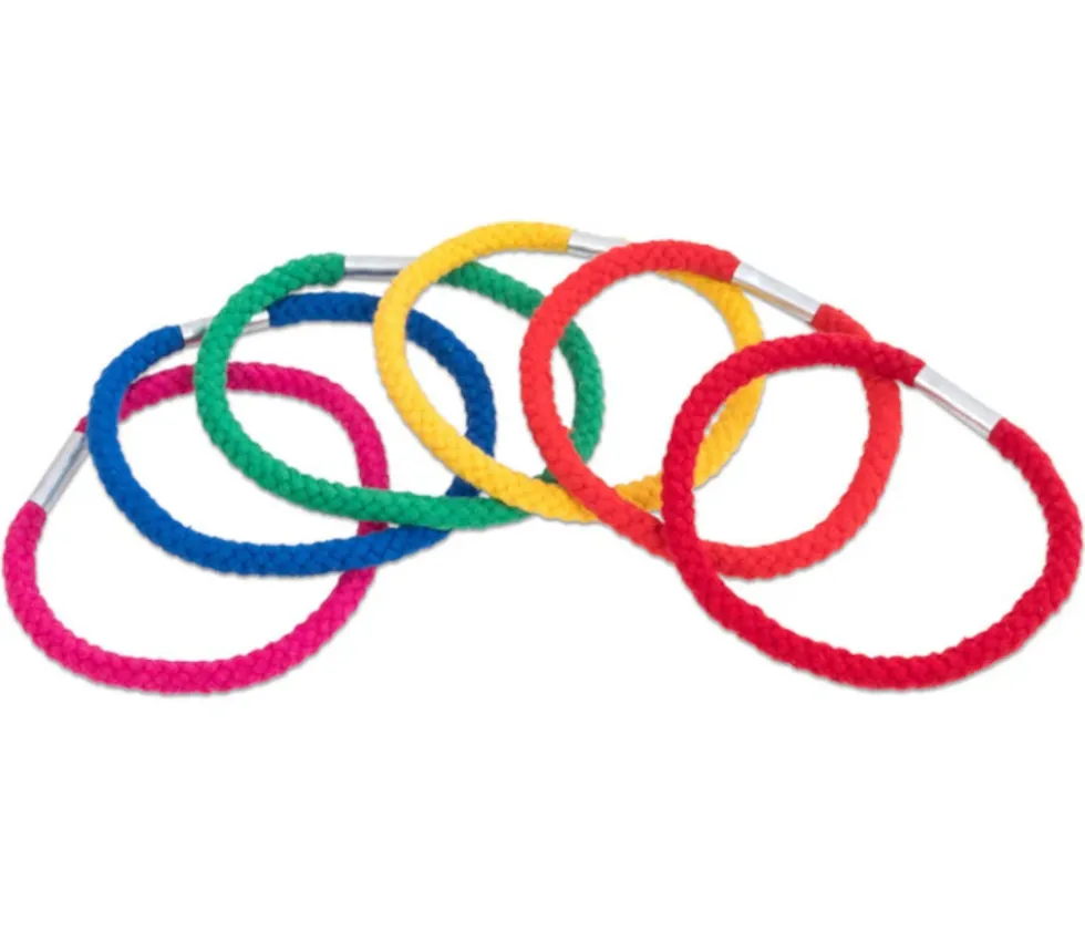 6 Anneaux en corde multicolores de 11.5 cm pour jeux de lancer