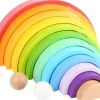 Arc-en-ciel multicolore en bois XL - 14 pièces