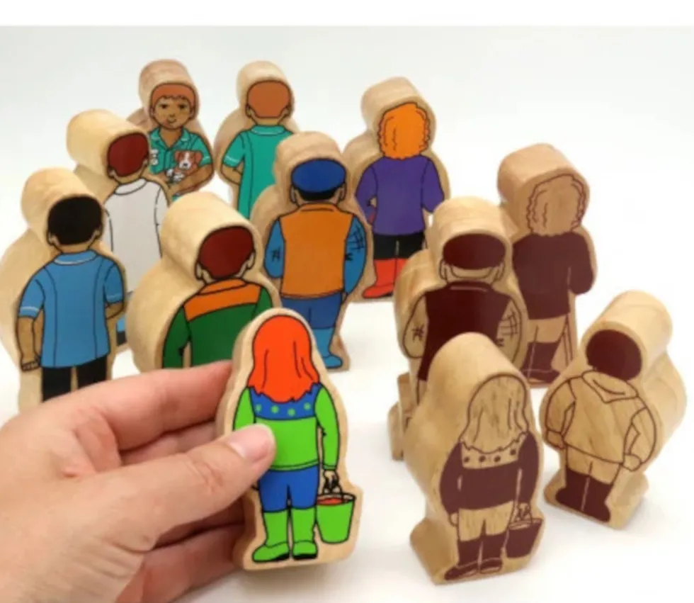 Assistant fermier en bois coloré 100 x 53 x 25 mm personnage jeu