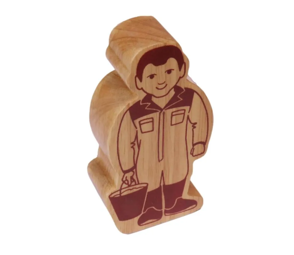 Assistant fermier en bois coloré 100 x 53 x 25 mm personnage jeu