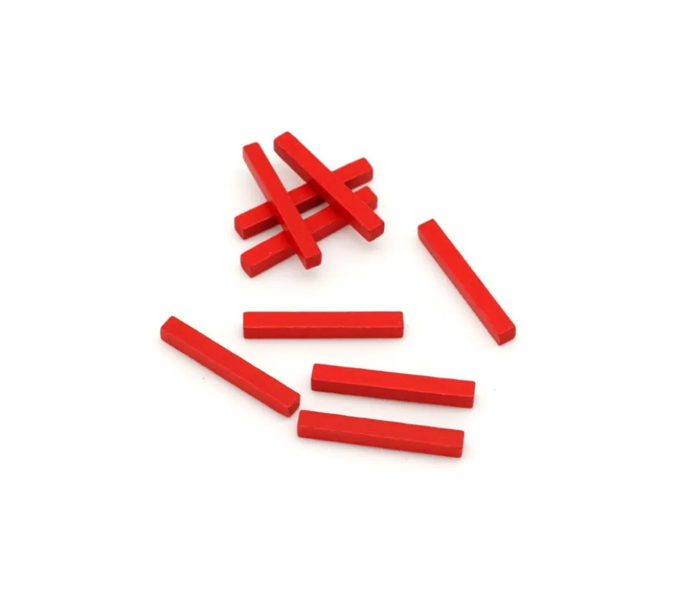 60 Baguettes en bois multicolores 5x5x39 mm