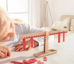 Balance éducative des poids et chiffres en bois recyclé