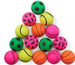 15 balles Ø 6 cm - mini ballon foot, basket, baseball, tennis