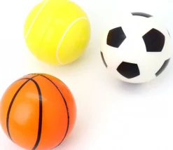 3 Balles Ø 7 cm - mini ballon foot, basket et tennis