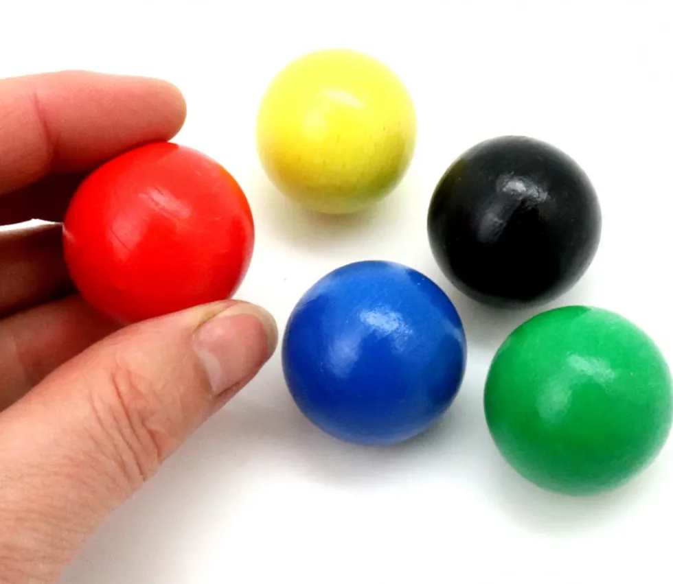 5 balles 30 mm bois cochonnet 5 couleurs pour jeux ou pétanque