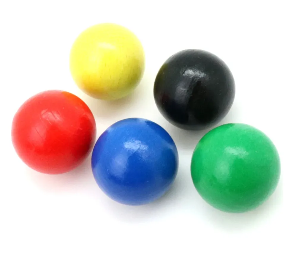 5 balles 30 mm bois cochonnet 5 couleurs pour jeux ou pétanque