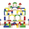 Baril 100 blocs bois de construction colorés pour jeux