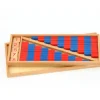 Barres rouges et bleues Montessori en bois format 25 cm avec tuiles nombres