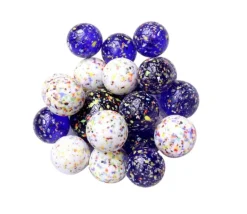 20 Billes Comète bleues et blanches mouchetées 16 mm + 1 calot 25 mm