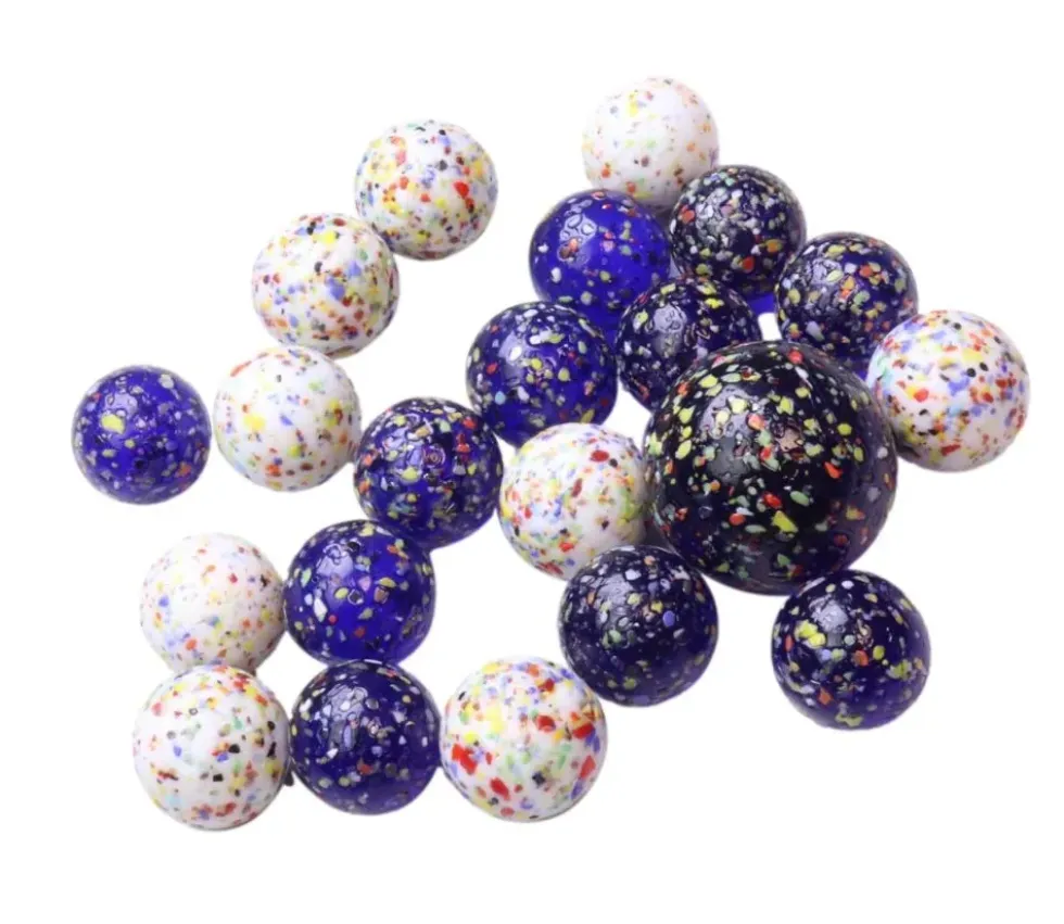 20 Billes Comète bleues et blanches mouchetées 16 mm + 1 calot 25 mm