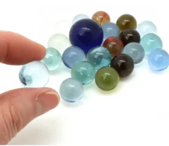 20 Billes translucides colorées - Boomerang 16 mm + 1 calot