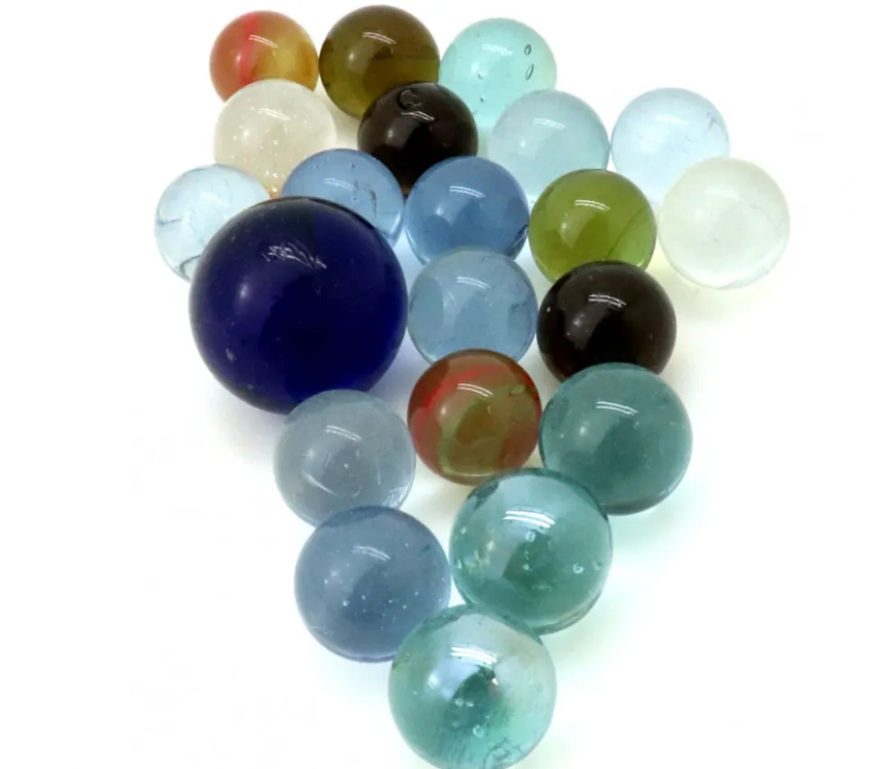 20 Billes translucides colorées - Boomerang 16 mm + 1 calot