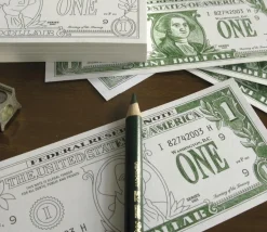 Bloc note avec billets de 100 dollars factices pour jeux