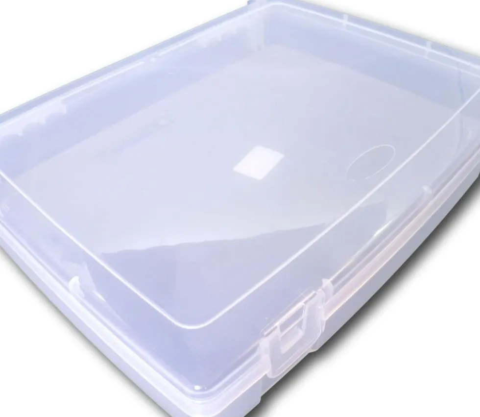 Boite A4 plastique vide de 325 x 255 x H 52 mm