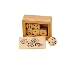 Boite bois avec 6 Dés en bois 16 mm de 1 à 6 pour jeux