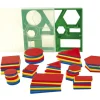 Boite 60 formes géométriques à plat épaisseur, taille et couleur, version standard