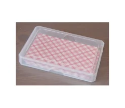 Boite plastique pour 32 cartes à jouer transparentes type jeu de belote