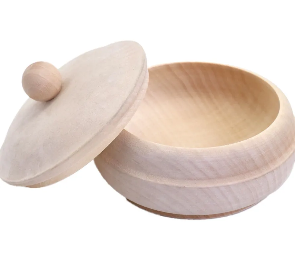 Boite ronde en bois avec couvercle 12 cm - bonbonnière