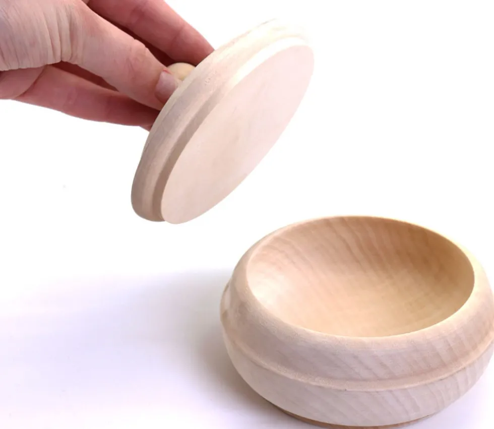 Boite ronde en bois avec couvercle 12 cm - bonbonnière