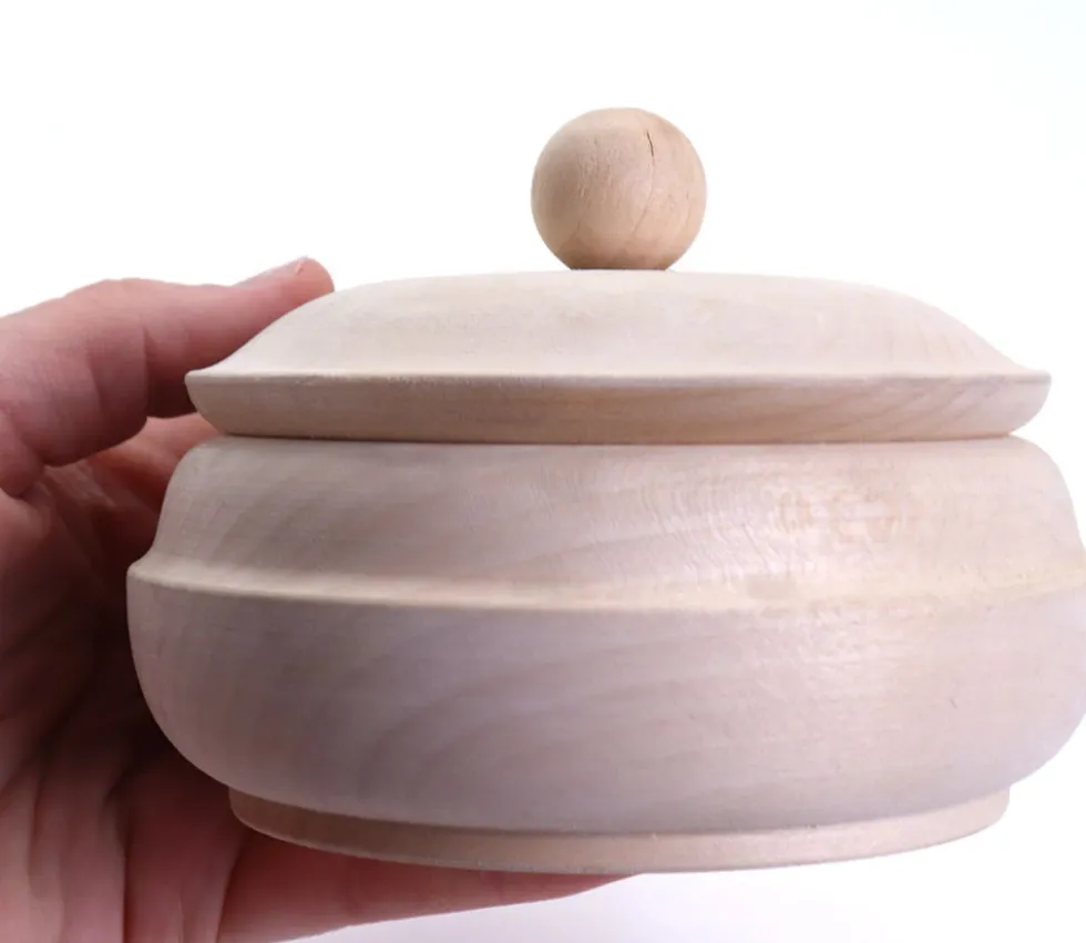 Boite ronde en bois avec couvercle 12 cm - bonbonnière