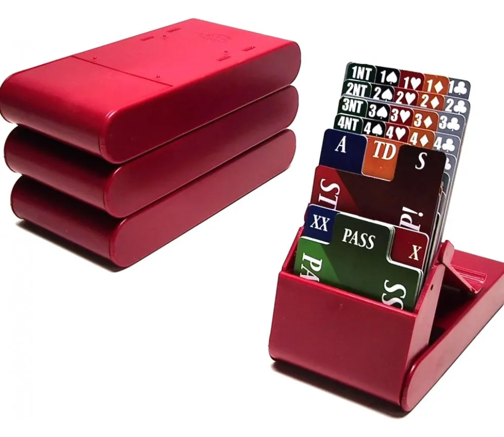 4 boites à enchères jeu Bridge avec cartons d'enchères