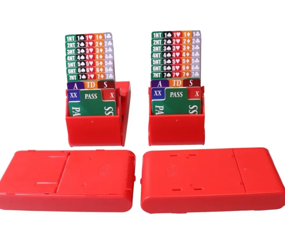 4 boites à enchères jeu Bridge avec cartons d'enchères