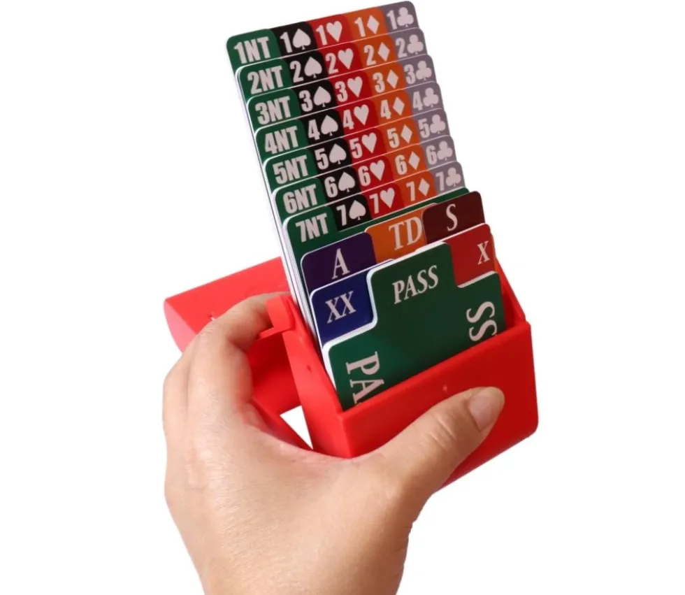 4 boites à enchères jeu Bridge avec cartons d'enchères