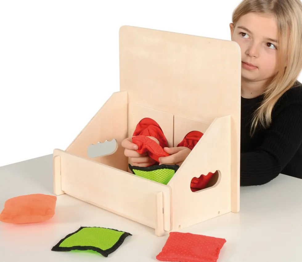 Boite tactile enfant jeu toucher à l'aveugle 34 x 32 cm