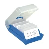 Boite à trier bleue pour cartes 20 x 9 x 6.5 cm plastique avec intercalaires amovibles