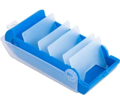 Boite à trier bleue pour cartes 20 x 9 x 6.5 cm plastique avec intercalaires amovibles