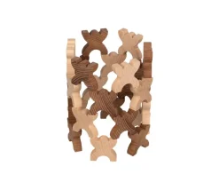 48 Bonhommes X meeple 4.2 cm à empiler en bois marron et naturel