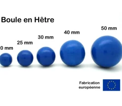 Boule 3 cm couleur bleue en bois - bille hêtre diamètre 30 mm