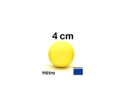 Boule 4 cm couleur jaune en bois - bille hêtre diamètre 40 mm