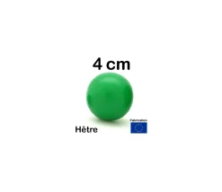 Boule 4 cm couleur verte en bois - grosse bille hêtre diamètre 40 mm