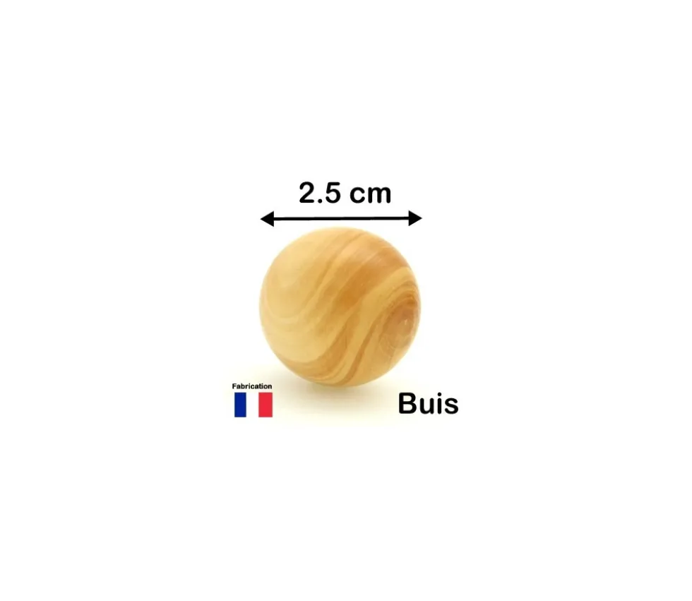 Boule 2.5 cm en bois - bille buis diamètre 25 mm