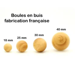 Boule 4 cm en bois - bille buis diamètre 40 mm