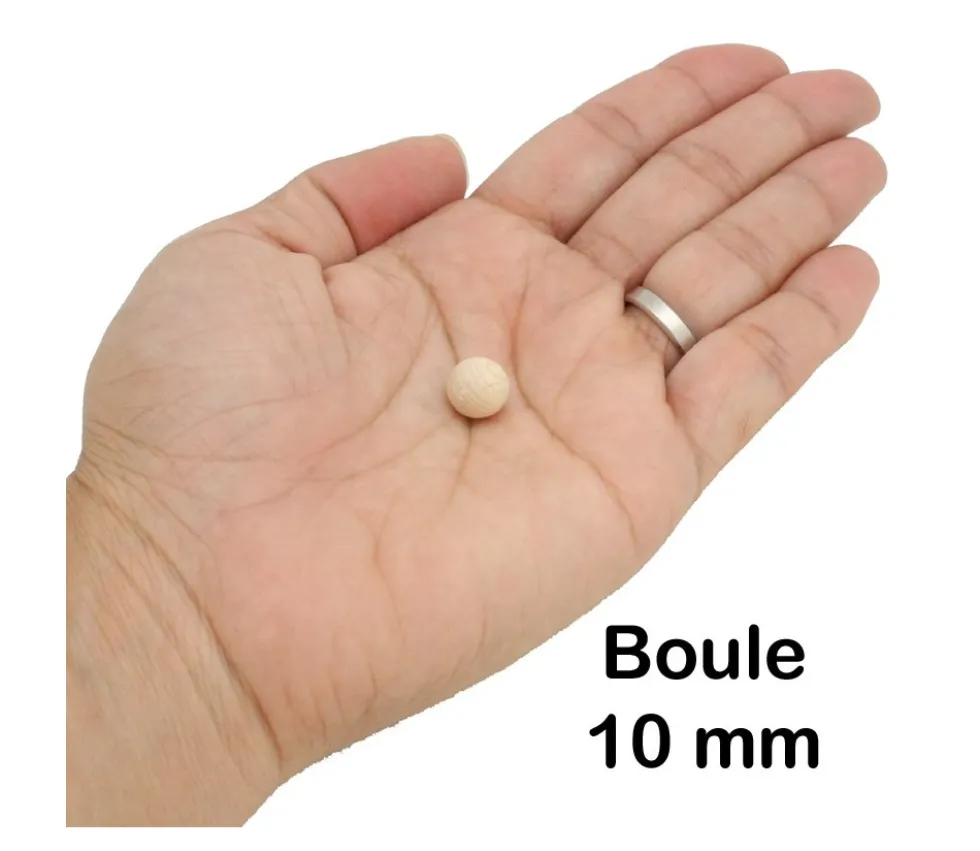 Boule 1 cm en bois - bille hêtre diamètre 10 mm