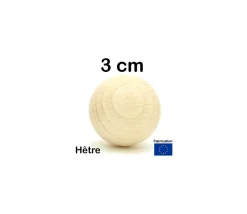 Boule 3 cm en bois - bille hêtre diamètre 30 mm