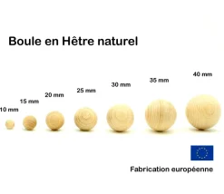 Boule 3 cm en bois - bille hêtre diamètre 30 mm