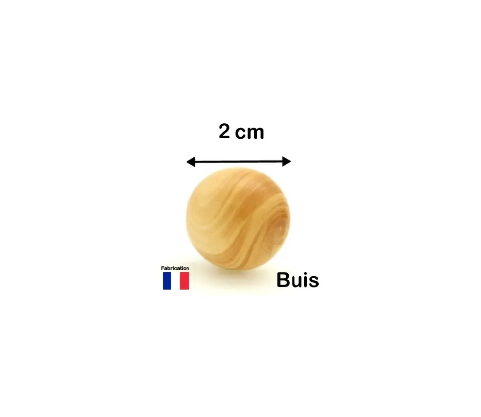 Boule en bois 20 mm bille buis naturel