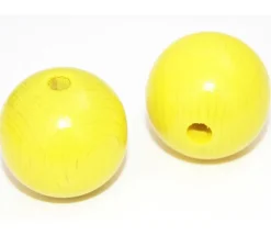 Boule percée 3 cm couleur jaune en bois - grosse perle hêtre diamètre 30 mm trou 6 mm