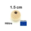 Boule percée 1.5 cm en bois - perle trouée hêtre diamètre 15 mm trou de 4 mm