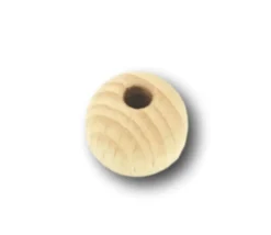 Boule percée 1.5 cm en bois - perle trouée hêtre diamètre 15 mm trou de 4 mm